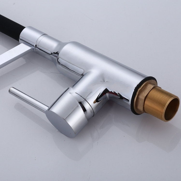 Black Chrome Single Handle Pull Out Kitchen Faucet