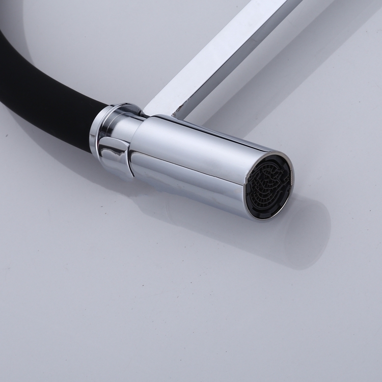 Black Chrome Single Handle Pull Out Kitchen Faucet