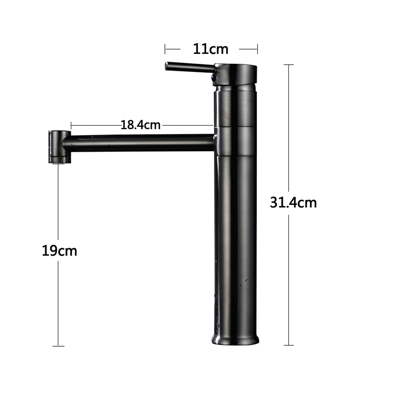 Black Contemporary Deck Single Handle Bathroom Sink Faucet