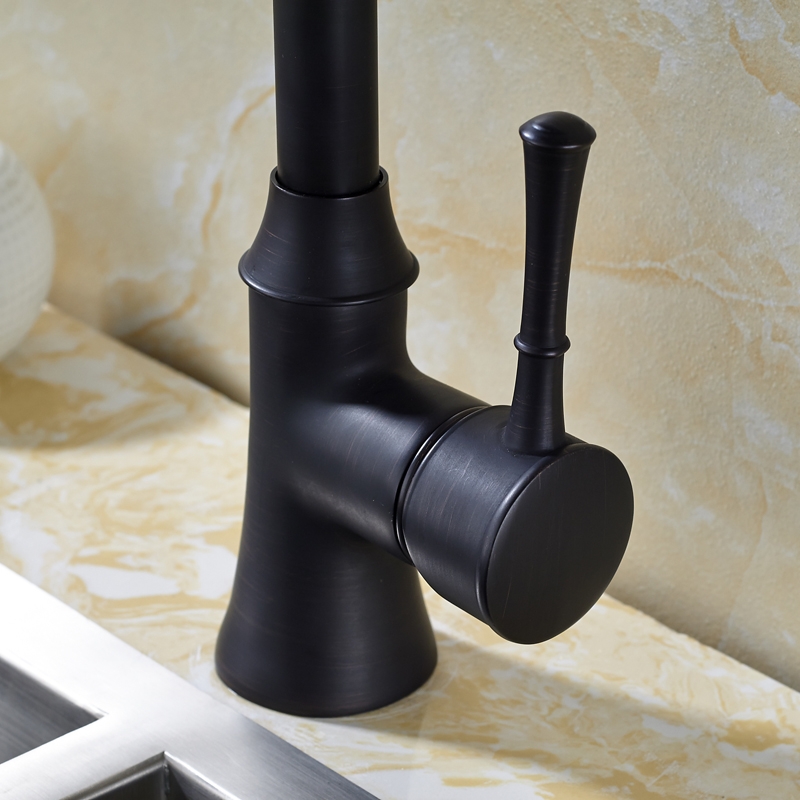 Black Goose Neck 360-Rotation Single Handle Kitchen Sink Faucet