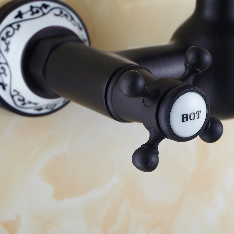 Black Oil-Rubbed Bronze Dual Handle Kitchen Mixer Faucet