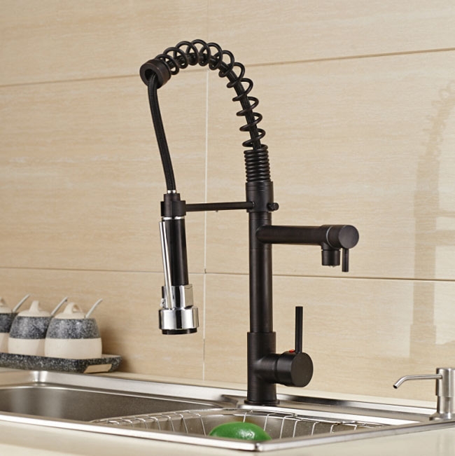 Black Oil-Rubbed Bronze LED 360-Degree Rotation Swivel Kitchen Faucet 