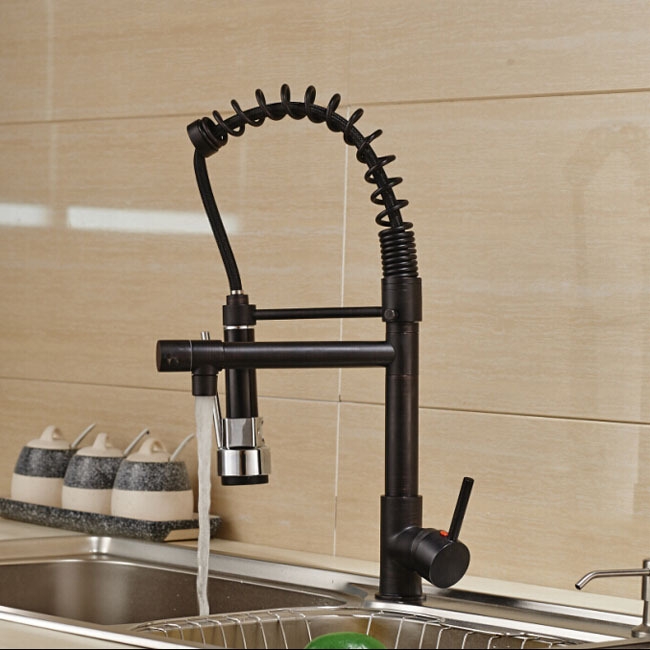 Black Oil-Rubbed Bronze LED 360-Degree Rotation Swivel Kitchen Faucet 