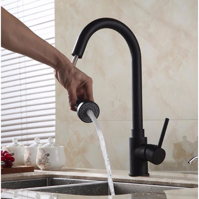 Black Pull Out Shower Mixer Water Tap
