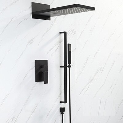 Juno Black Thermostatic Bathroom  Rain Shower Faucet Set