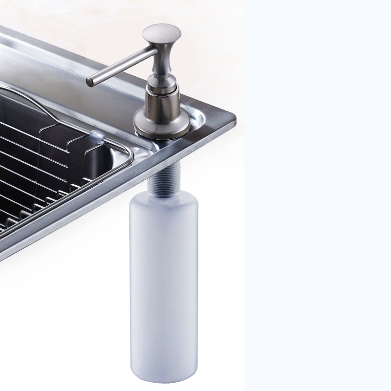 Black Square Base Single Handle Kitchen Faucet with Soap Dispenser