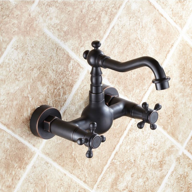 Black Wall Mounted Oil-Rubbed Bronze Kitchen Sink Mixer Faucet