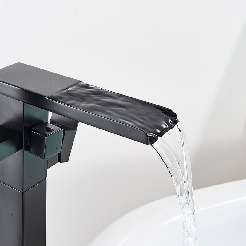 Juno Pedestal Waterfall Tub Filler Bathtub Faucet Shower Set with 2 Function Hand Shower Faucet