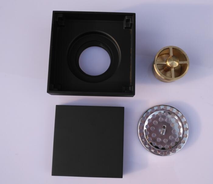 Blackened Solid Brass 4 x 4 inches Square Bathroom Drain