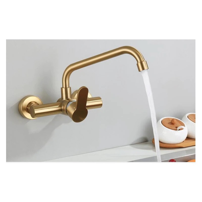 Juno Single Lever Brush Gold Rotation Kitchen Sink Faucet