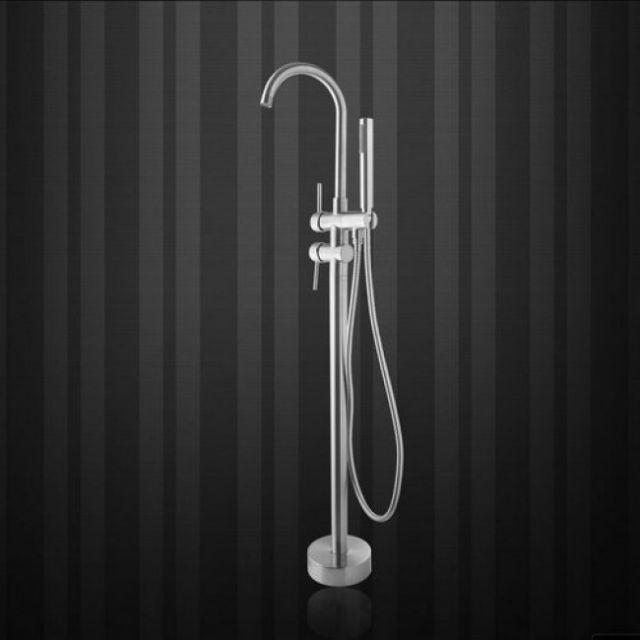 Juno Brushed Nickel Dual Handle Floor Stand Faucets - Shower Standing Handle