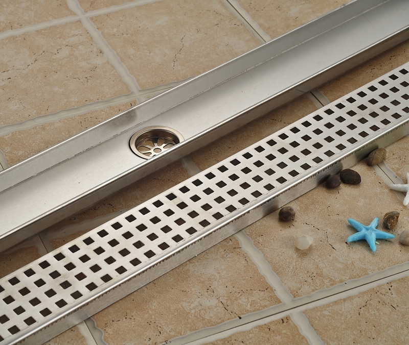 Brushed Nickel Linear Stainless Steel Long Shower Drain System