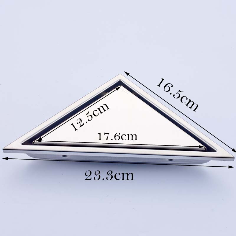 Brushed Nickel Triangle Shape 2 Pieces Shower Floor Drain