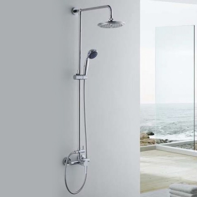Juno Brass Finish LED Shower Set - Double Hooked Stainless Steel Shower Hose