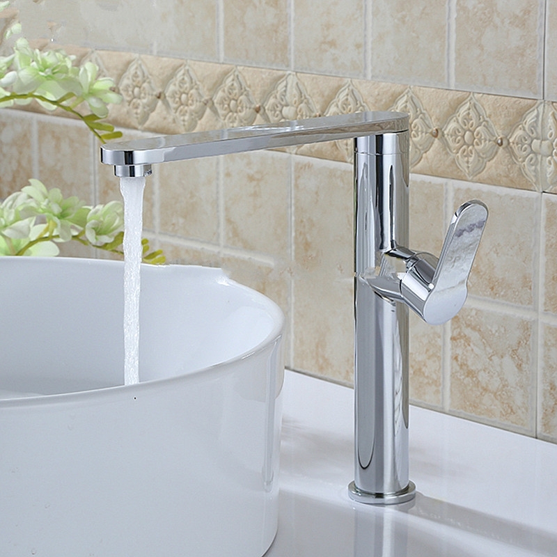 Chrome Swivel Spout Single Handle Bathroom & Kitchen Sink Faucet