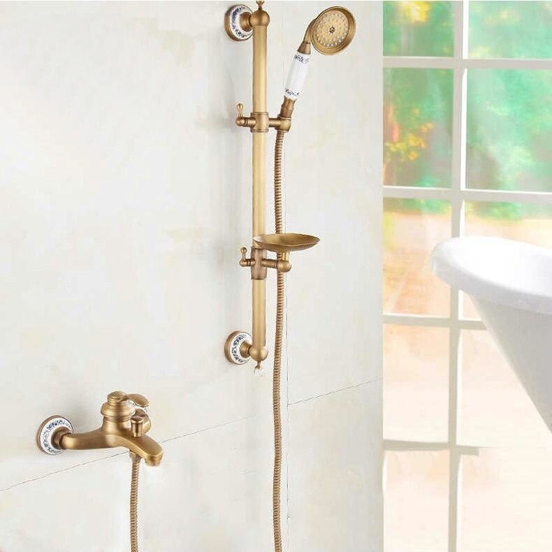 Contemporary Style Gold Single Handle Bathtub Faucet with Hand-Held Shower