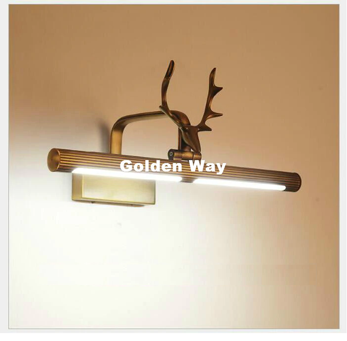 Juno New Wall Mount Antique Copper Metallic Finish Deer LED Bathroom Mirror Light Cover
