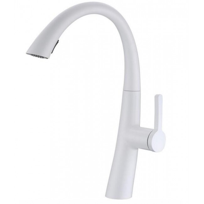 Crane Pull Out Kitchen Faucet in White