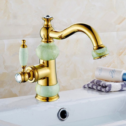 Crystal Home Decorative Gold Bathroom Classic Concrete Mixer Basin Sink Faucets