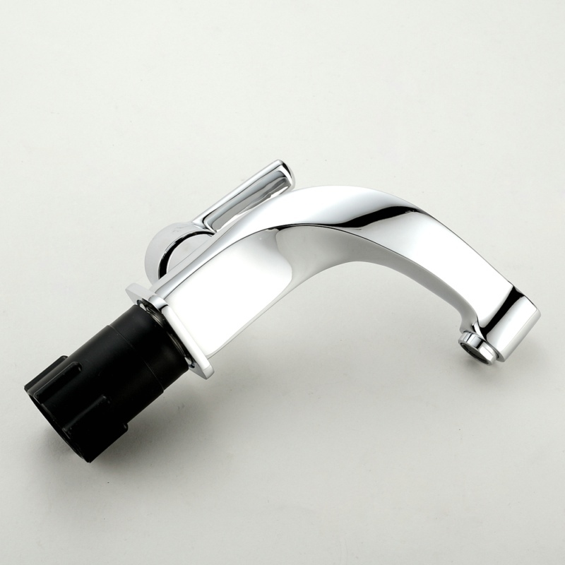 Curved White Chrome Single Handle Bathroom Faucet