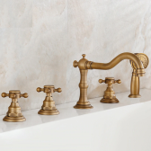 Juno Antique Design Bathtub Deck Mount Faucet with Handheld Shower