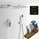 Juno Large Chrome Rotatable Shower Head & Tub Spout With Concealed Brass Mixer 