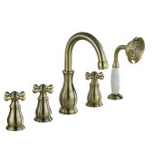  Juno Deck Mount Bronze Bathtub Faucet Set with Bath Tub Mixer Tap and Pull Out Handheld Shower