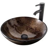 Juno Bracilia Bathroom Vessel Sink With Faucet In Brown