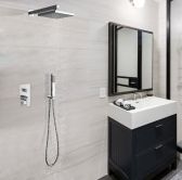 Bravat Wall Mount Chrome Shower Head Set with Handheld Shower & Mixer