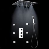 Juno Square Stainless Steel LED Shower With Spray Mist Shower Head