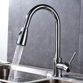 Juno Beautiful Pull Out Curved Single Handle Round Base Polished Kitchen Sink Faucet