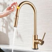 Juno 3 Function Brushed Gold Touch Control Kitchen Faucet