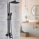 Juno Rotatable Matte Black Wall Shower Faucet & Rain Shower Mixer With Handheld Shower