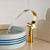 Juno Alaska Deck Mount Gold Finish  Single Handle Mixer Tap Bathroom Sink Faucet