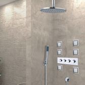 Ceiling Mount Rain Shower Head with Handheld Shower and Body Jets