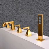 Juno Amazing Polished Gold Waterfall Bathtub Mixer Faucet with Shower