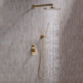 Juno Amazing Round Gold Single Handle Wall Shower with Hand-Held Shower