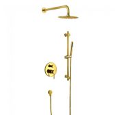 Juno Amazing Thin Round Gold Single Handle Wall Mount Shower with Hand-Held Shower   