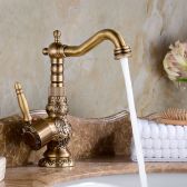Juno Antique Brass Carving Bathroom Basin Faucet Sink Mixer Tap