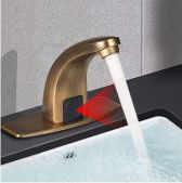 Antique Brass Bathroom Motion Sensor Faucet Deck Mount Automatic Mixer Tap