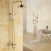 Juno Antique Gold Dual Handle Copper Shower Bathroom Shower & Hand Held Shower