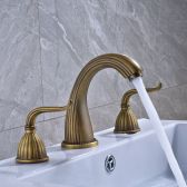 Widespread Three Holes Bathroom Sink Faucet Two Handles Basin Mixer Tap Solid Brass