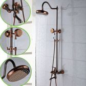 Juno Antique Design Rose Gold Wall Installation Shower Head with Hand-Held Shower