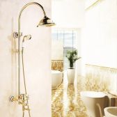 Juno Beautiful Ceramic Gold Luxury Bathroom Rain Shower & Hand Shower