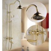 Juno Gold Polished Bathroom Exposed Shower Head Set with Hand-Held Shower