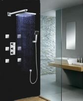 Juno Multi Color Water Powered Led Shower with Adjustable Body Shower Jets and Mixer