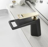 Luxury Deck Mount Matte Black & Gold Bathroom Faucet