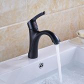 Juno Elegant Curve Black Bronze Single Handle Contemporary Deck Mount Bathroom Sink Faucet  