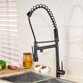 Juno Spring Black Pull Out Sprayer Deck Mount Single Handle Kitchen Sink Mixer Faucet