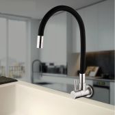 Juno Stainless Steel Chrome & Black Wall Mount Single Handle Kitchen Sink faucet